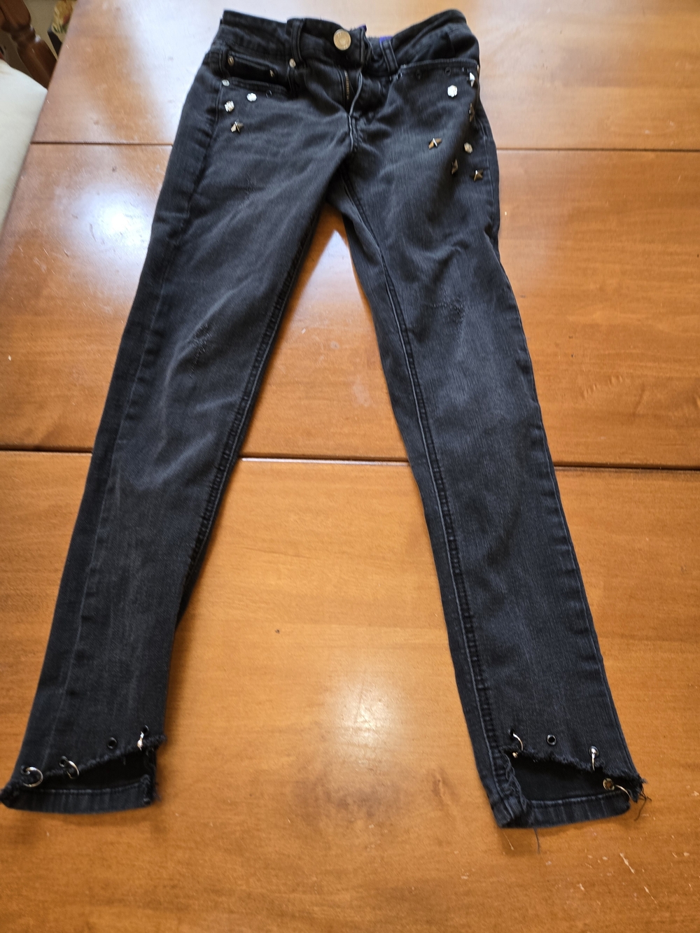 Indigo Rein Black Skinny Jeans with Stud & Eyelet Accents